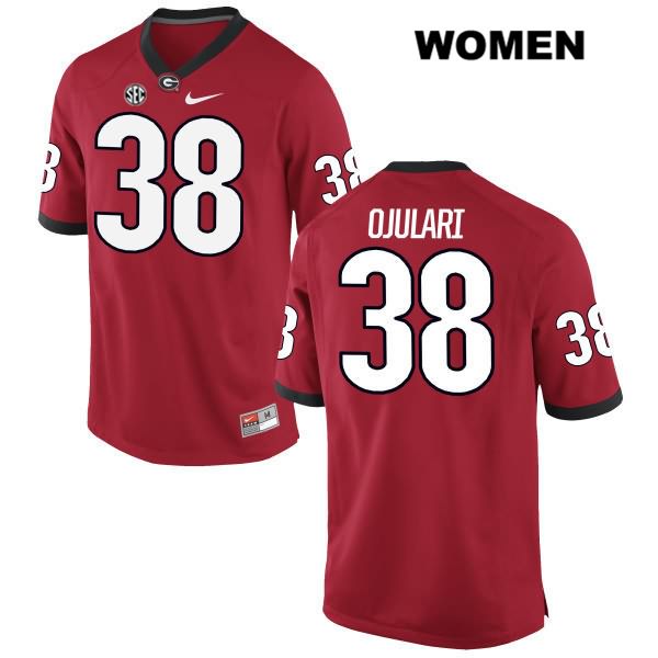 Georgia Bulldogs Women's Azeez Ojulari #38 NCAA Authentic Red Nike Stitched College Football Jersey ZGC0856IO